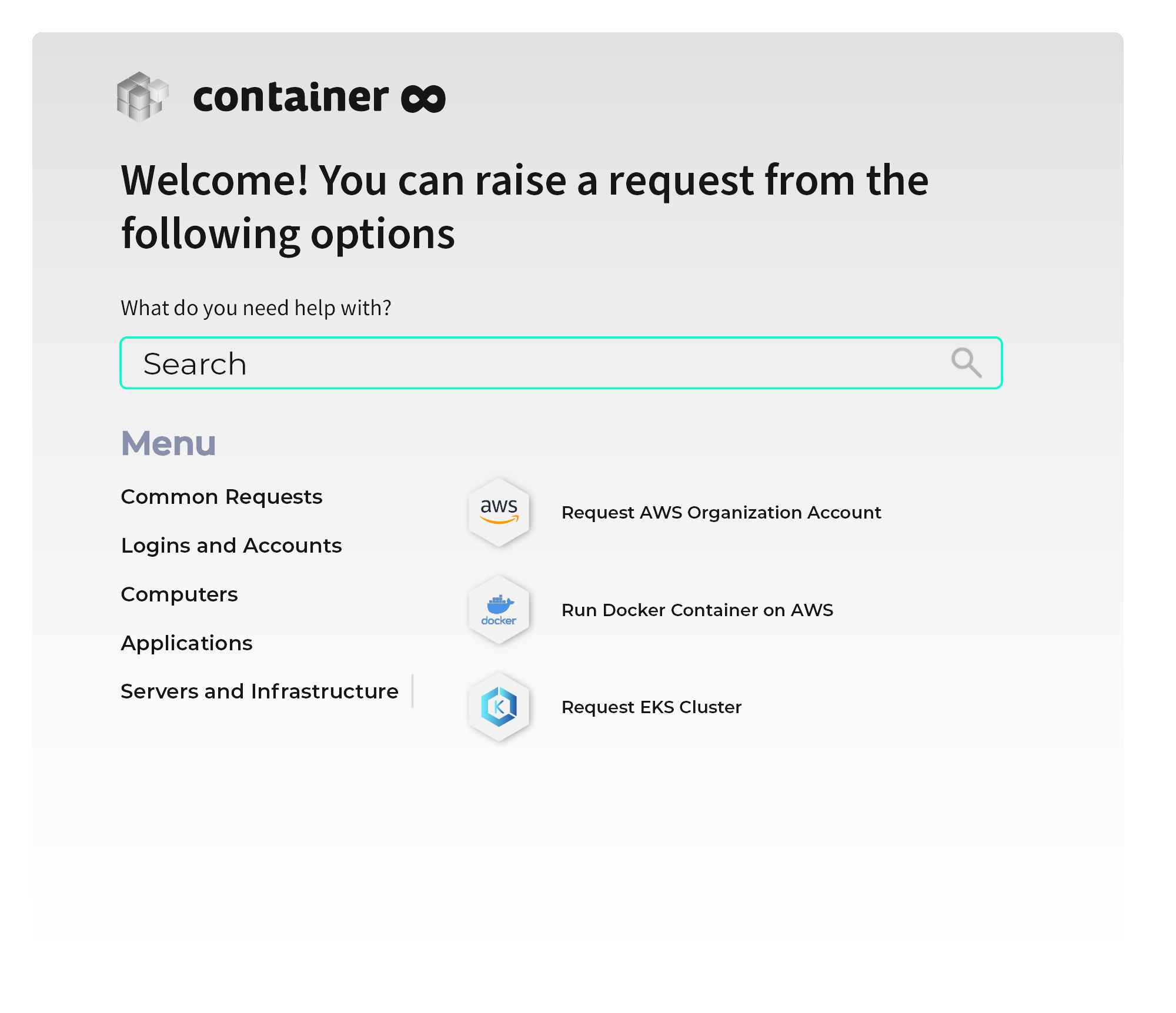Container8 Entwickler Self-Service Portal; Developer Self-Service