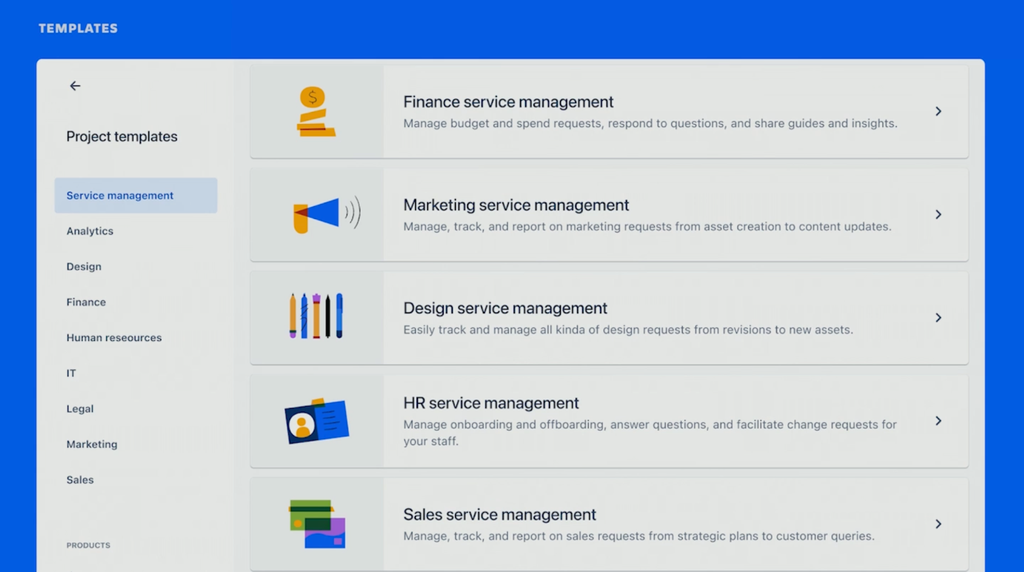 Jira Service Management Templates for Enterprise Service Management with Atlassian.