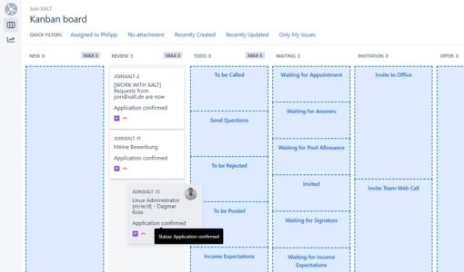 Digitalisierter Human Resource Prozess in Jira und Kanban Board