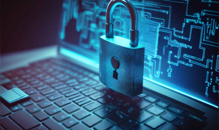 Image of a padlock placed over a computer screen or DevOps pipeline representing the essential role of security in DevSecOps implementation.